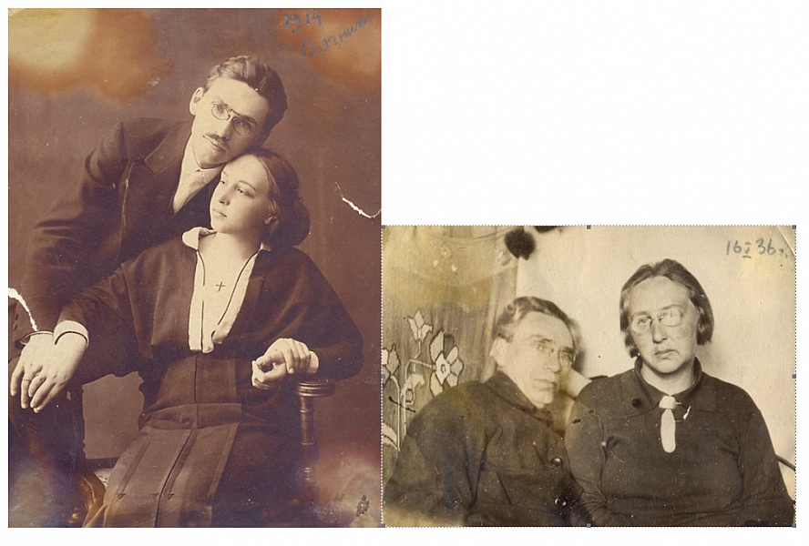 1914 и 1936 годы. Дедушка и бабушка   —  Константин Иванович и Евгения Васильевна Ивановы. Застройщики в «Красном просвещенце». Две фотографии. Первая 1914 год, вторая 1936 год. Две эпохи, посмотрите на лица...